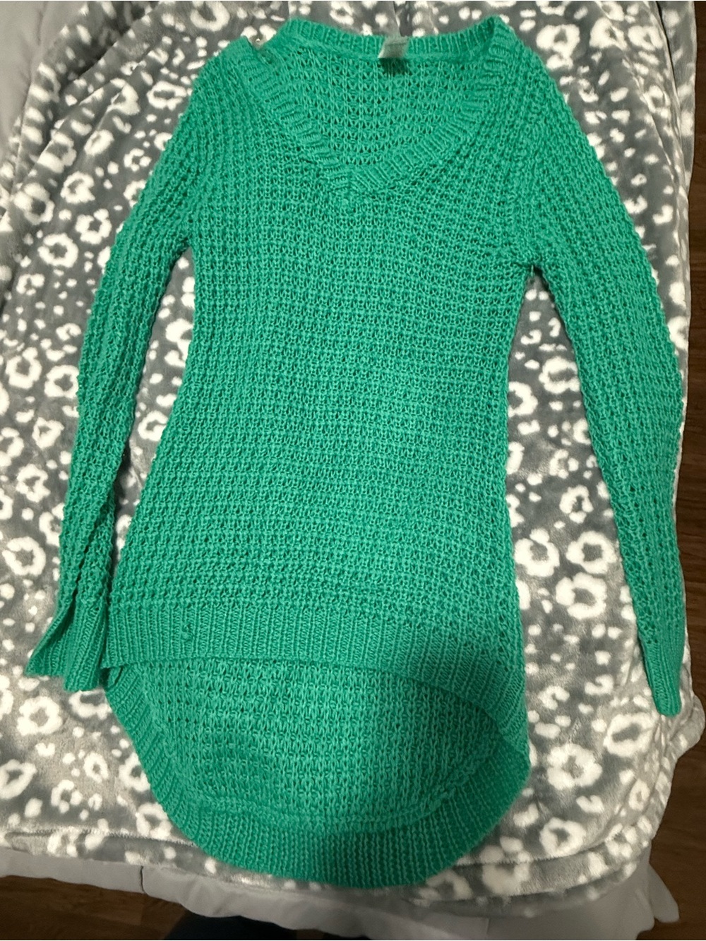 BONGO Teal V-Neck Open Knit Sweater